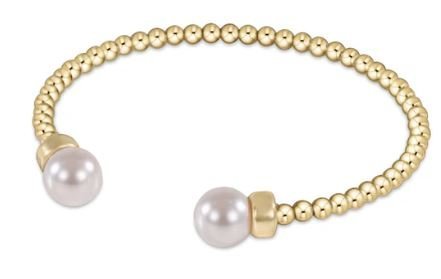 Classic Gold 3mm Bead Cuff - Pearl - enewton - Gaines Jewelers