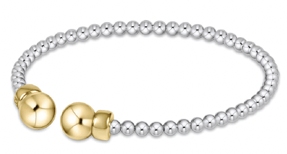 Classic Mixed Metal 3mm Bead Cuff - Gold - Enewton - Gaines Jewelers