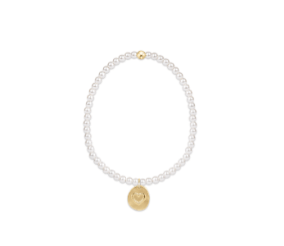 Classic Pearl 3mm Bead Bracelet - Inspire Love Small Gold Charm - enewton - Gaines Jewelers