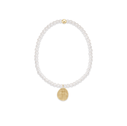 Classic Pearl 3mm Bead Bracelet - Inspire Small Gold Charm - enewton - Gaines Jewelers