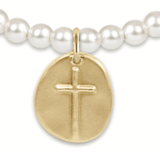 Classic Pearl 4mm Bead Bracelet - Inspire Gold Charm - enewton - Gaines Jewelers