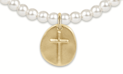 Classic Pearl 4mm Bead Bracelet - Inspire Gold Charm - enewton - Gaines Jewelers