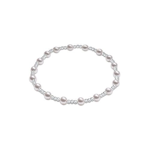 Classic Sincerity Pattern Sterling 4mm Bead Bracelet - Pearl - Gaines Jewelers