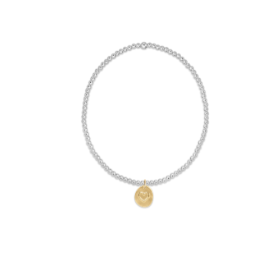 Classic Sterling Mixed Metal 2mm Bracelet - Inspire Love Small Gold Charm - enewton - Gaines Jewelers