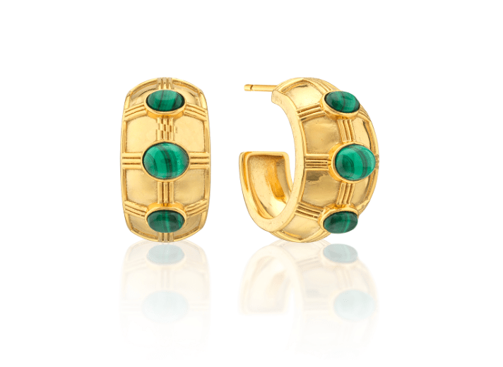Cleopatra Bold Hoop Earrings - Malachite - Capucine De Wulf - Gaines Jewelers