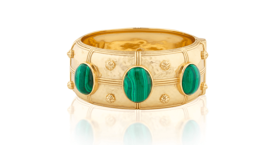 Cleopatra Grande Hinged Bangle - Malachite - Capucine De Wulf - Gaines Jewelers