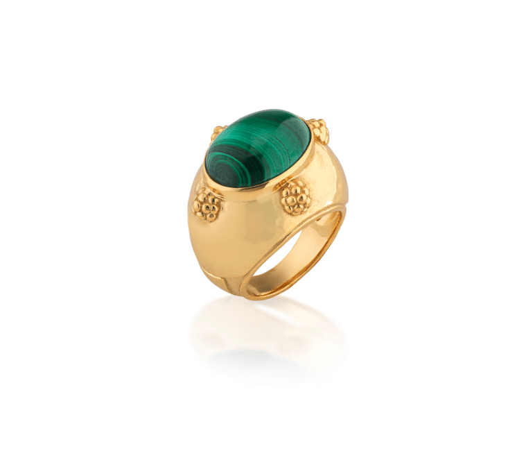 Cleopatra Oval Ring, Size 7 - Malachite - Capucine De Wulf - Gaines Jewelers