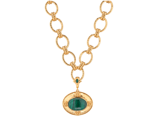 Cleopatra Removeable Pendant Necklace, 16"+2" - Malachite - Capucine De Wulf - Gaines Jewelers