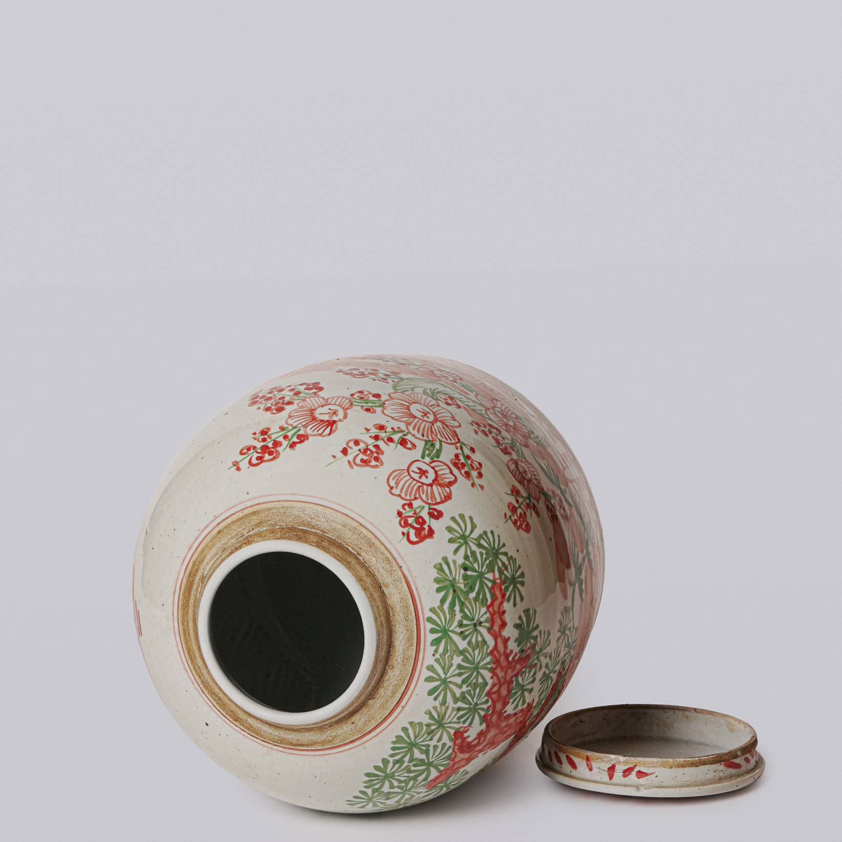 Cobalt Guild - Pink & Green Rustic Porcelain Three Friends Med. Lidded Jar - Gaines Jewelers