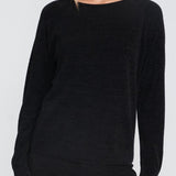 Cozy Chic Ultra Lite Jersey Roll Pullover & Wide Leg Pant - Black - Extra Small - Barefoot Dreams - Gaines Jewelers