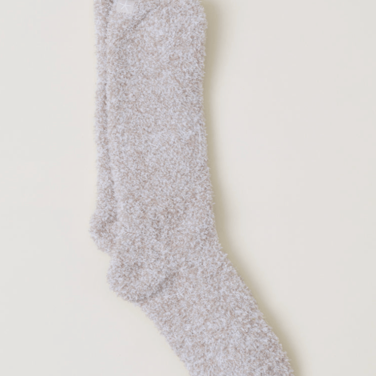 CozyChic® Heathered Socks - Stone/White - Small/Medium - Barefoot Dreams - Gaines Jewelers