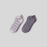 CozyChic® Heathered Stripe Ankle Sock Set - Dove Gray/Multi - Barefoot Dreams - Gaines Jewelers