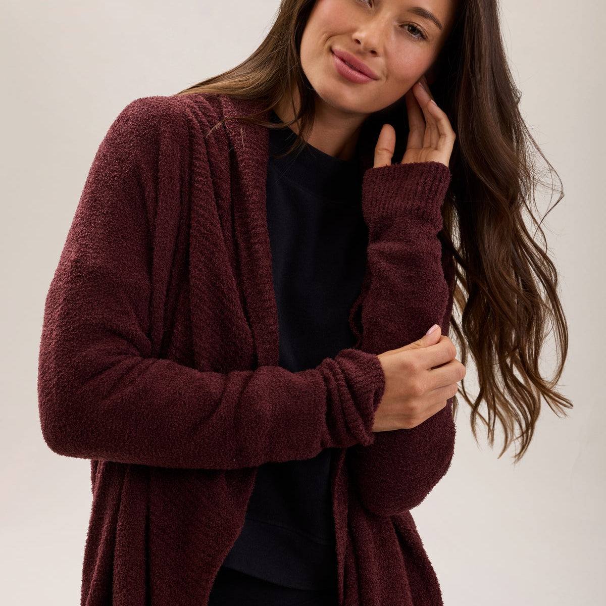 CozyChic Lite® Circle Cardigan - Deep Garnet - Large - Barefoot Dreams - Gaines Jewelers