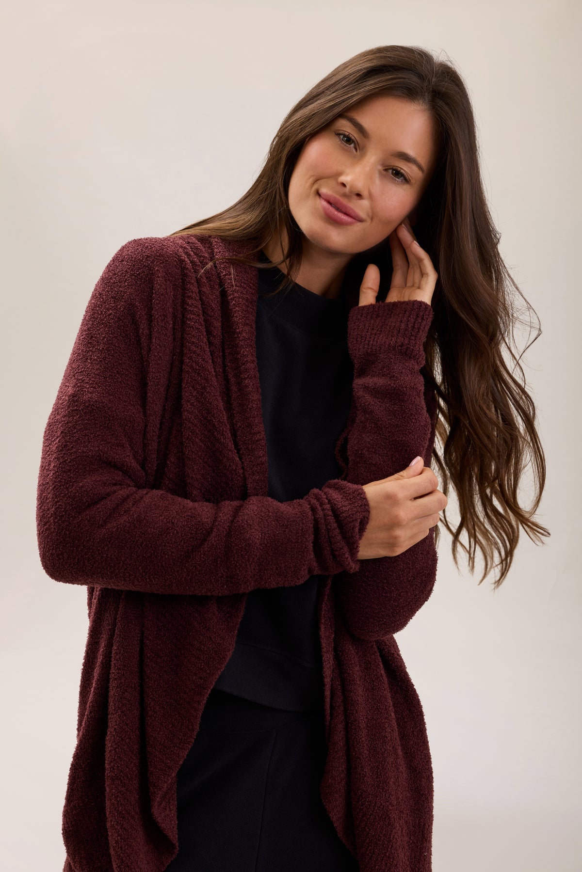 CozyChic Lite® Circle Cardigan - Deep Garnet - Large - Barefoot Dreams - Gaines Jewelers