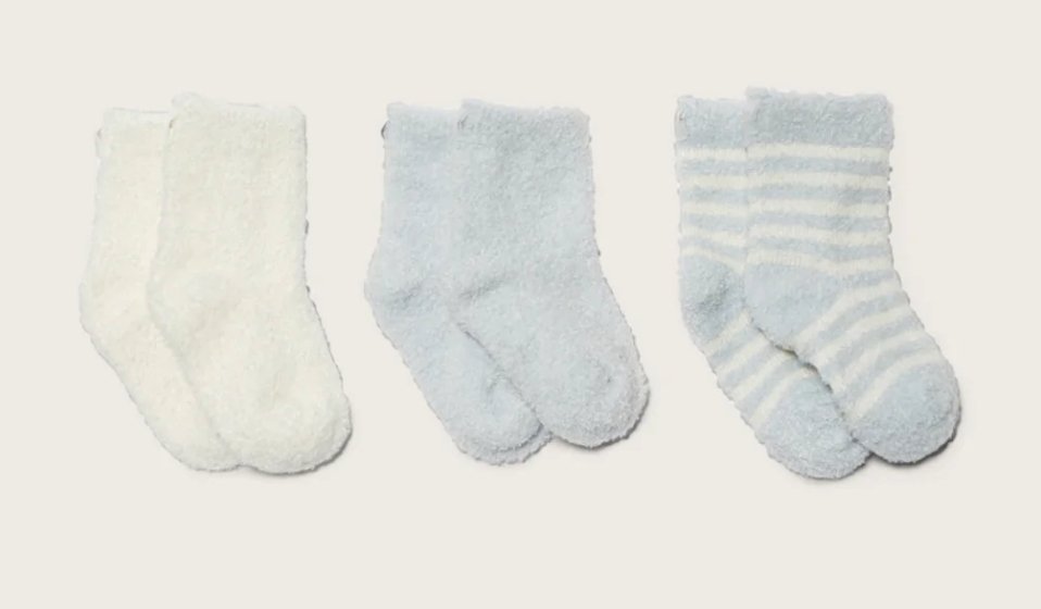 CozyChic Lite® Infant 3 Pack Sock Set - Blue/Pearl - Barefoot Dreams - Gaines Jewelers