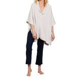 CozyChic® Shawl Collar Poncho - Stone - One Size - Barefoot Dreams - Gaines Jewelers