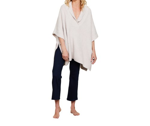 CozyChic® Shawl Collar Poncho - Stone - One Size - Barefoot Dreams - Gaines Jewelers