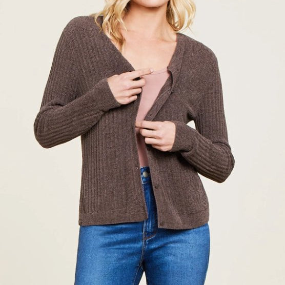 CozyChic Ultra Lite® Ribbed Button Cardigan Java - Barefoot Dreams - Gaines Jewelers
