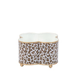 Cream Leopard Enamel Quatrefoil Cachepot Planter - Cream & Brown - 4 x 9 - Jaye's Studio - Gaines Jewelers