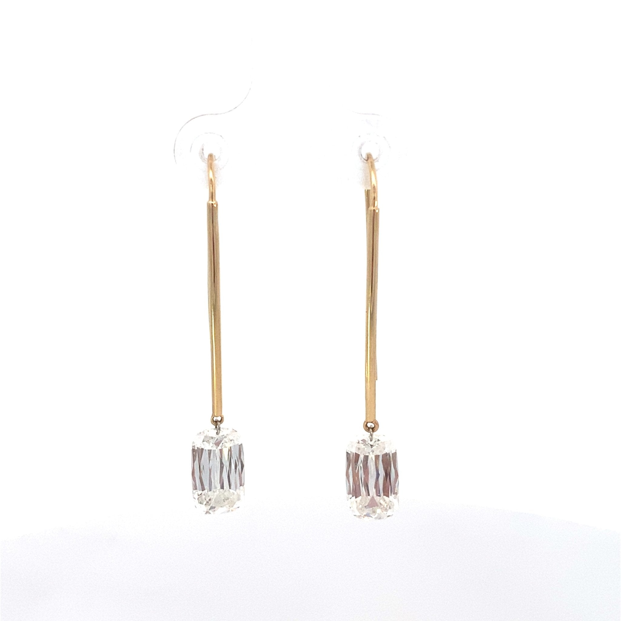 Crisscross Cut Lab Diamond 4.13ctw Drilled Drop Earring 14k Yellow Gold - Reflection Diamonds - Gaines Jewelers