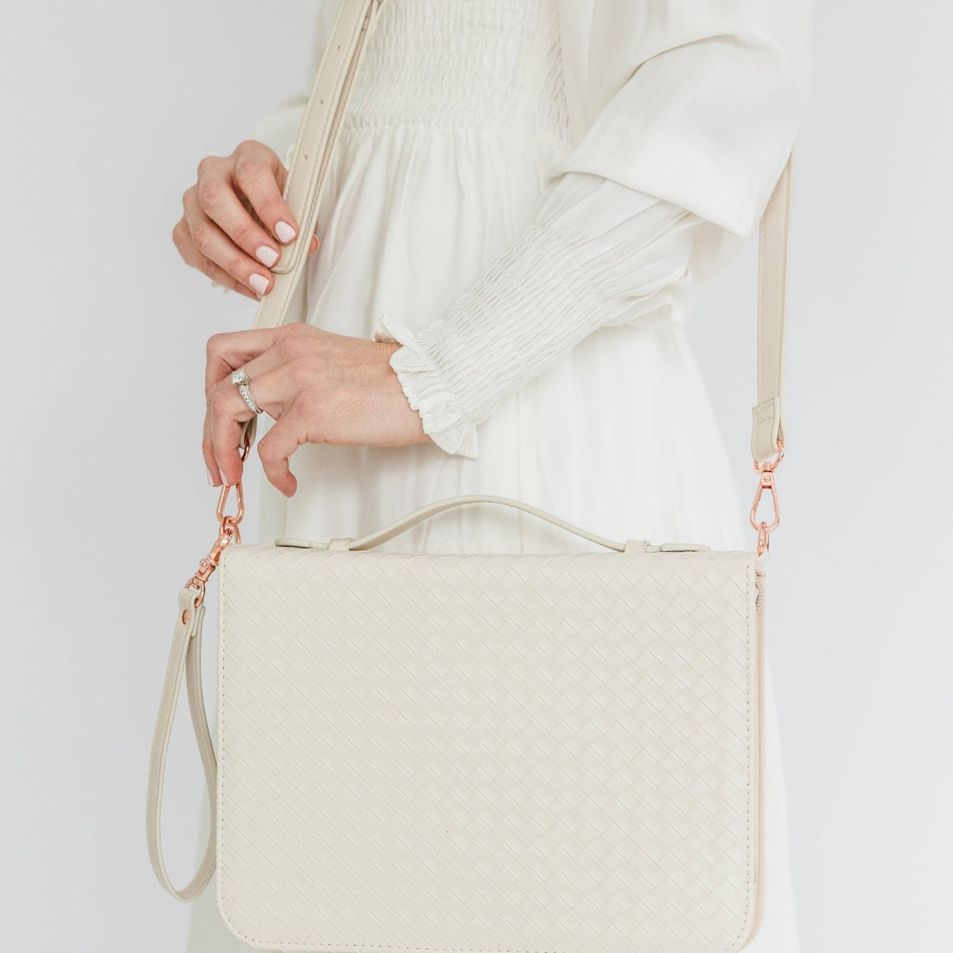 Crossbody Weave Bible Case - Pearl - Ever, AJ - Gaines Jewelers