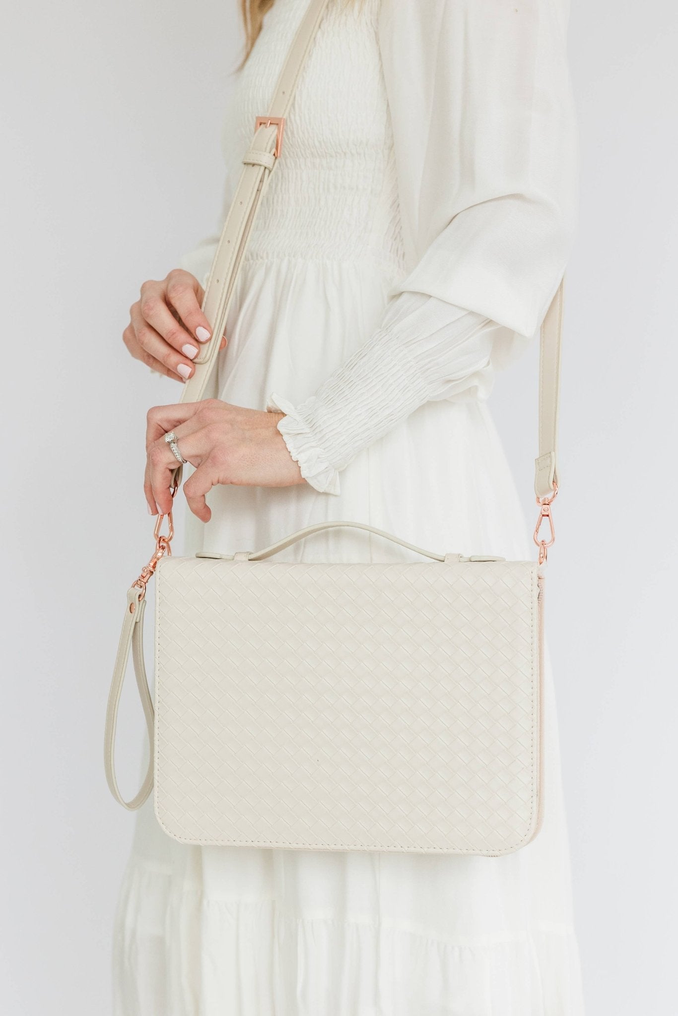 Crossbody Weave Bible Case - Pearl - Ever, AJ - Gaines Jewelers