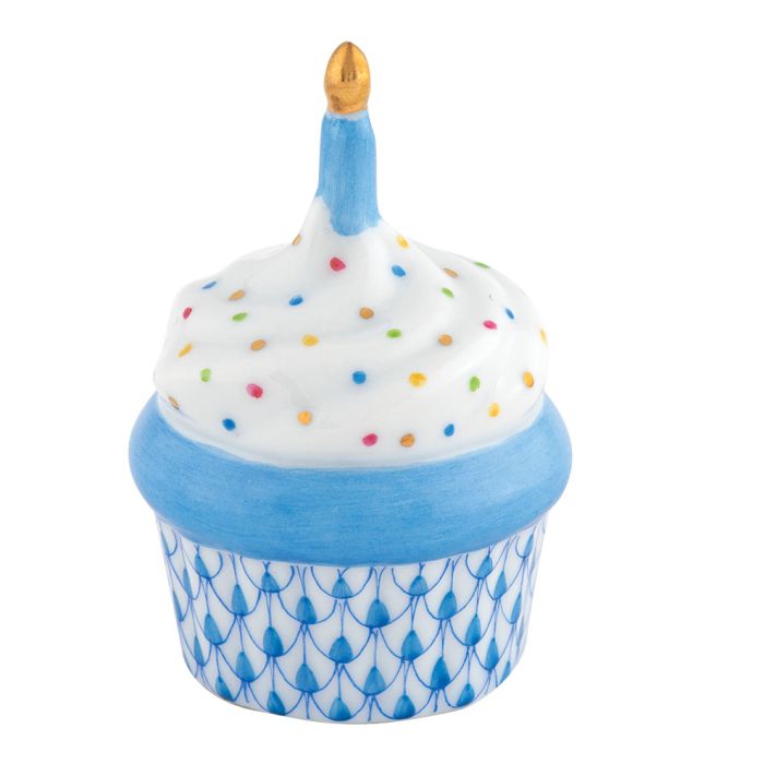 **Cupcake with Candle - Blue - Herend - Gaines Jewelers