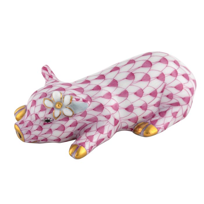 **Daisy the Pig - Raspberry - Herend - Gaines Jewelers