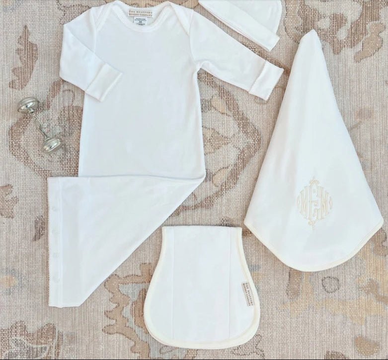 Darling Debut Gift Set 0 - 6M - Worth Avenue White with Palmetto Pearl - The Beaufort Bonnet Company - Gaines Jewelers