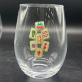 Let’s MAHJ! Stemless Wine Glasses - Set of Four - Mid Mod Design LLC