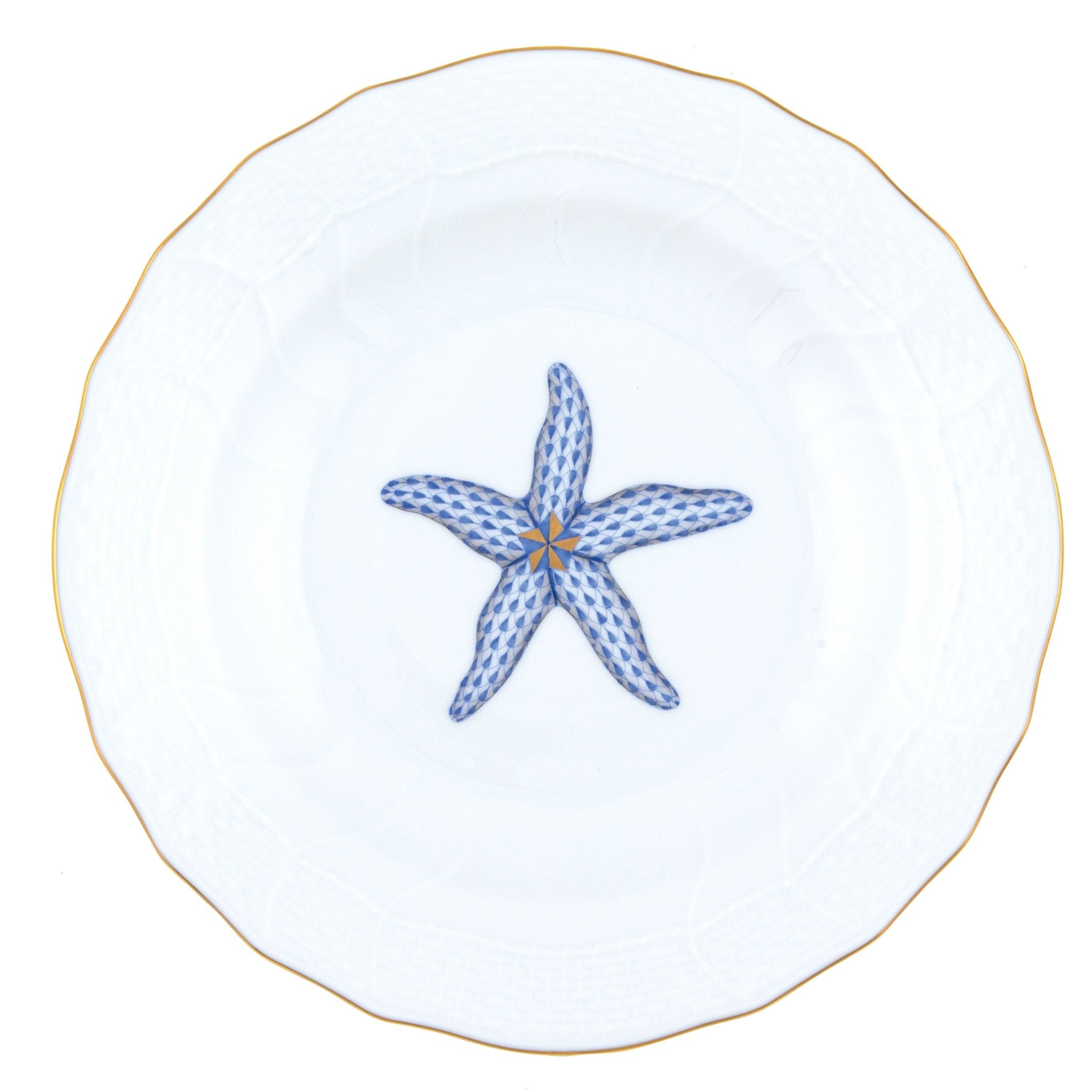 Dessert Plate - Blue Starfish - Herend - Gaines Jewelers