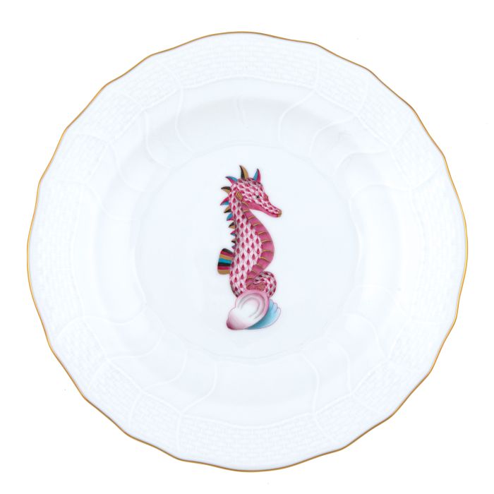 Dessert Plate - Raspberry Seahorse - Herend - Gaines Jewelers