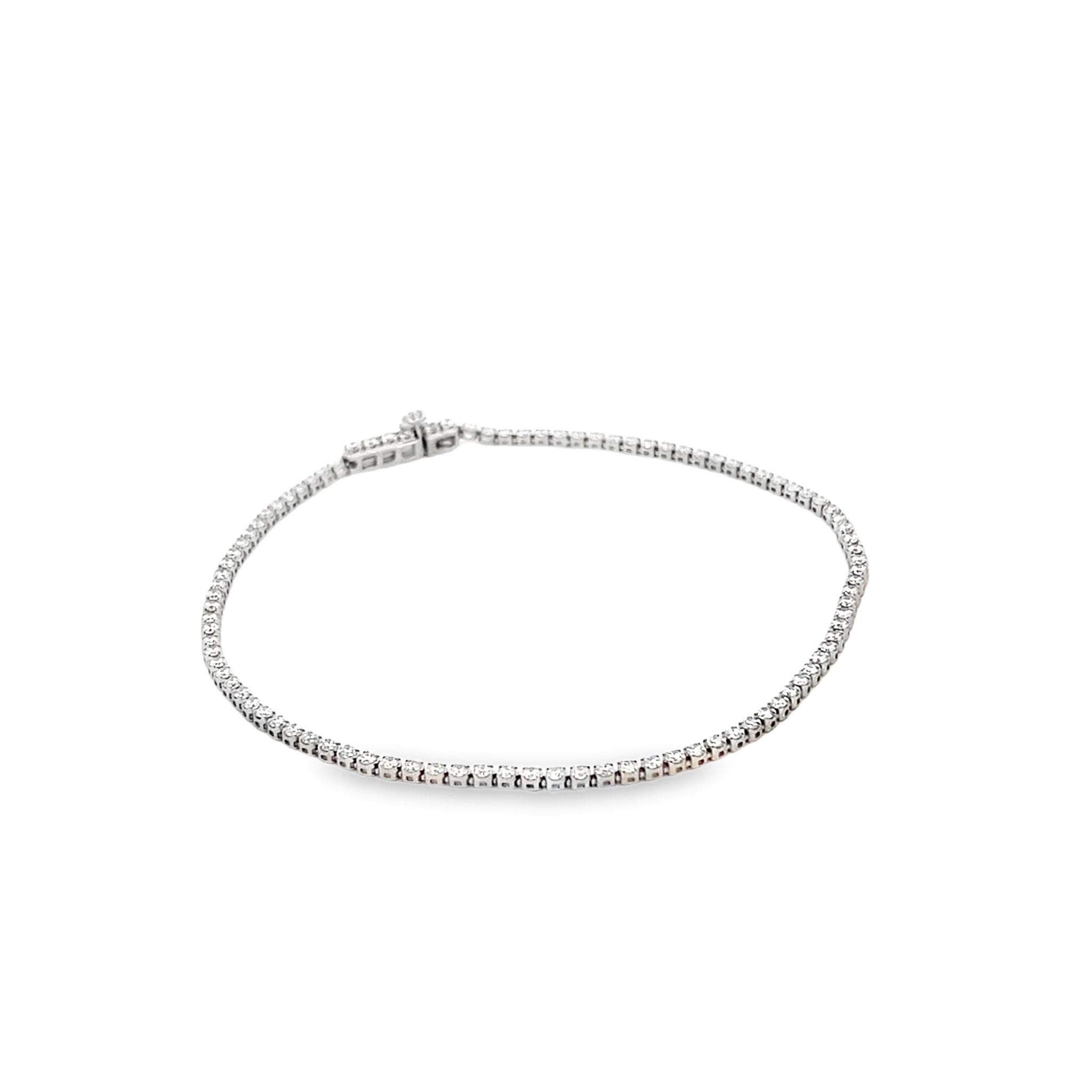Diamond bracelet with small lab diamonds= 1.28ct, tennis style 14kt white gold - Gaines Jewelers