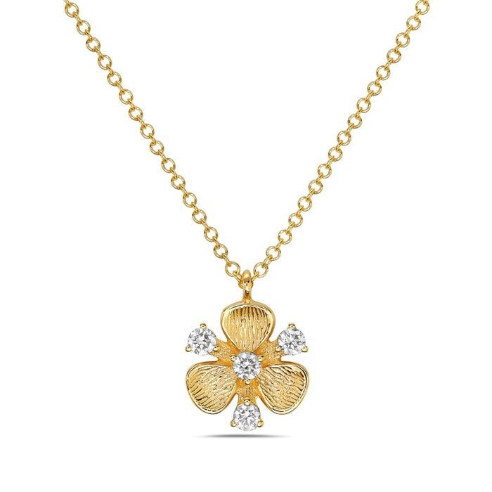 Diamond clover pendant in 14kt yellow gold by Bassali - Gaines Jewelers
