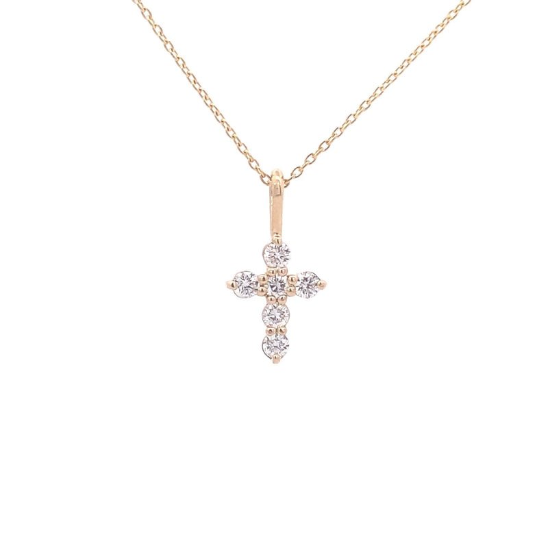 Diamond Cross 0.60ctw 18" Necklace 14kt yellow gold with 6 natural diamonds -Gaines Jewelers Exclusive - Gaines Jewelers