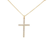 Diamond cross pendant, traditional 25 diamonds=0.35ct 18kt yellow gold - Gaines Jewelers