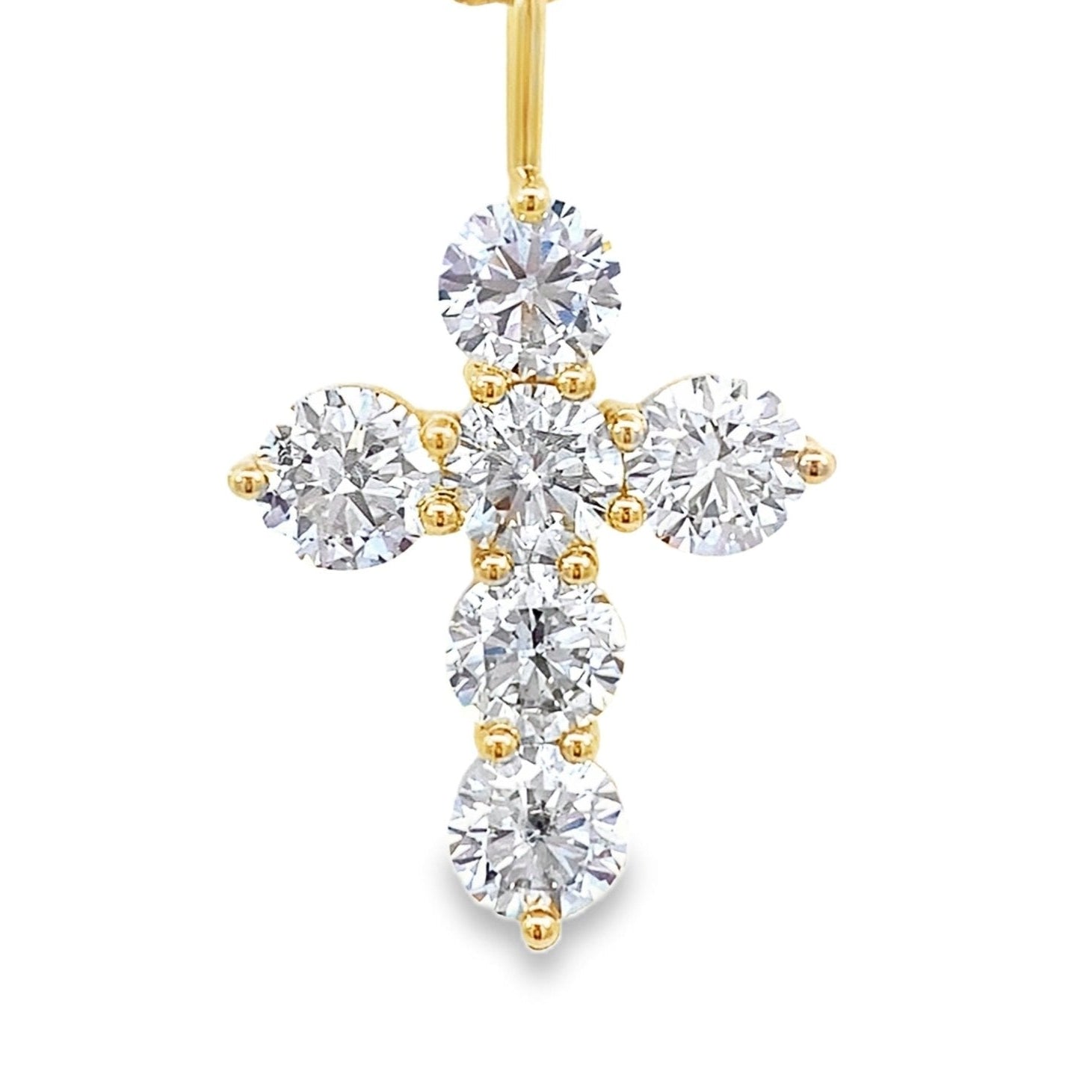 Diamond cross with 6 lab diamonds=3.05ct in 14kt yellow gold by Gaines Jewelers Exclusive - Gaines Jewelers