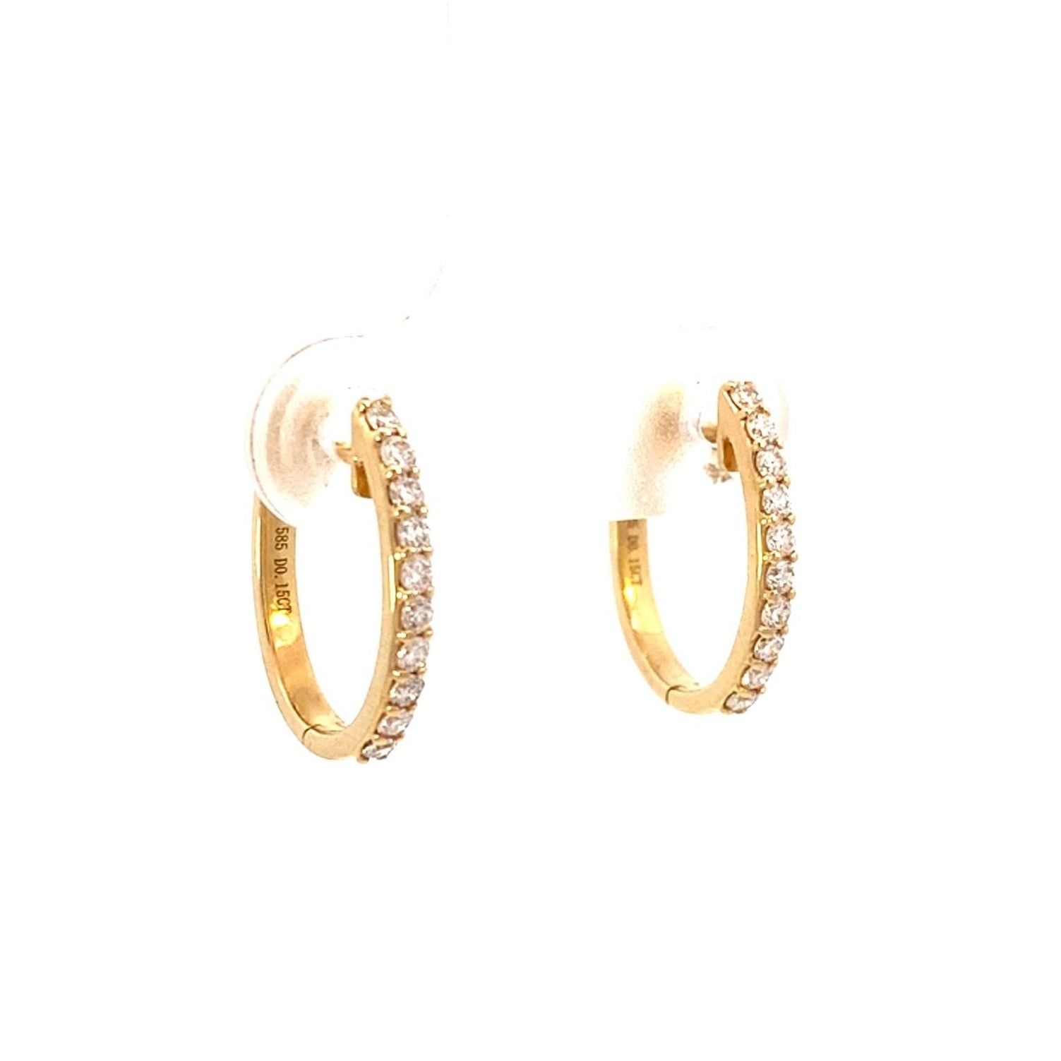 Diamond earrings small oval shape with 20 diamonds=0.30ct in 14kt yellow gold by Nemati - Gaines Jewelers