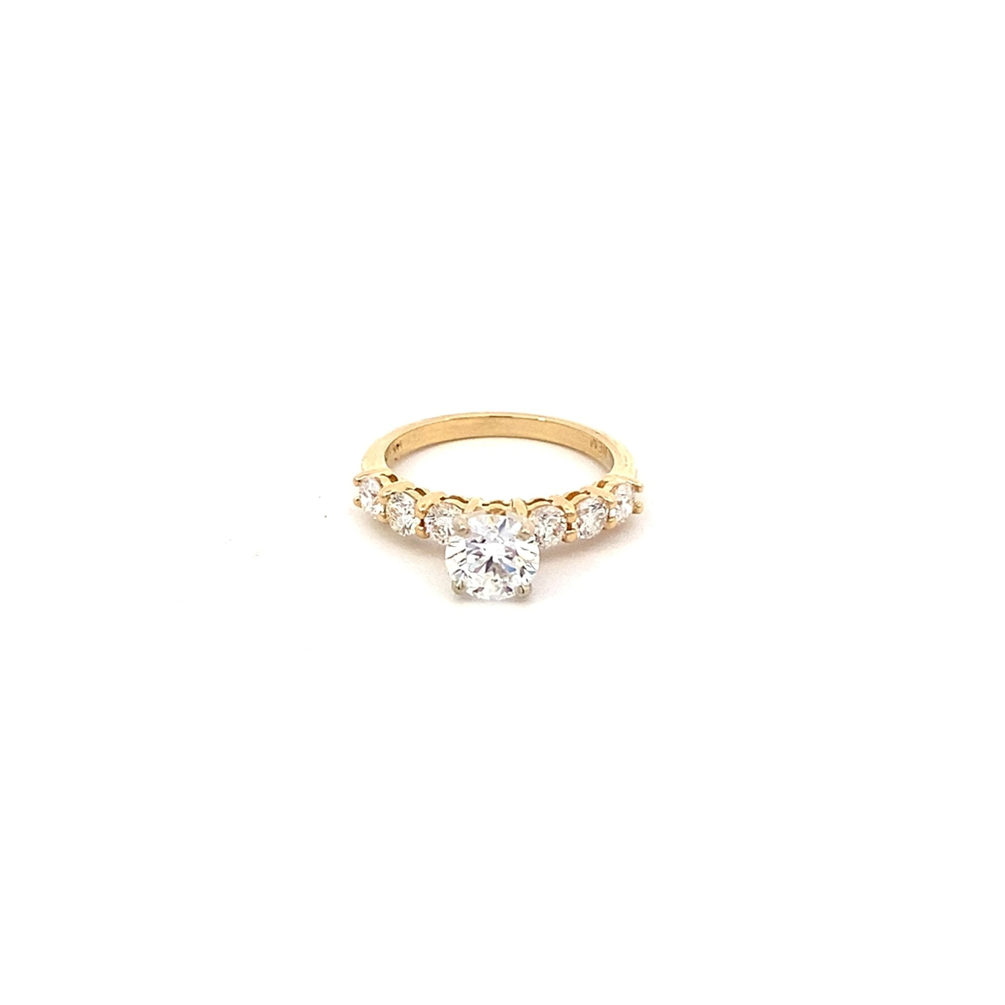 Diamond engagement ring 6 natural diamond sides, lab center=1.04ct 14kt yellow gold - Gaines Jewelers
