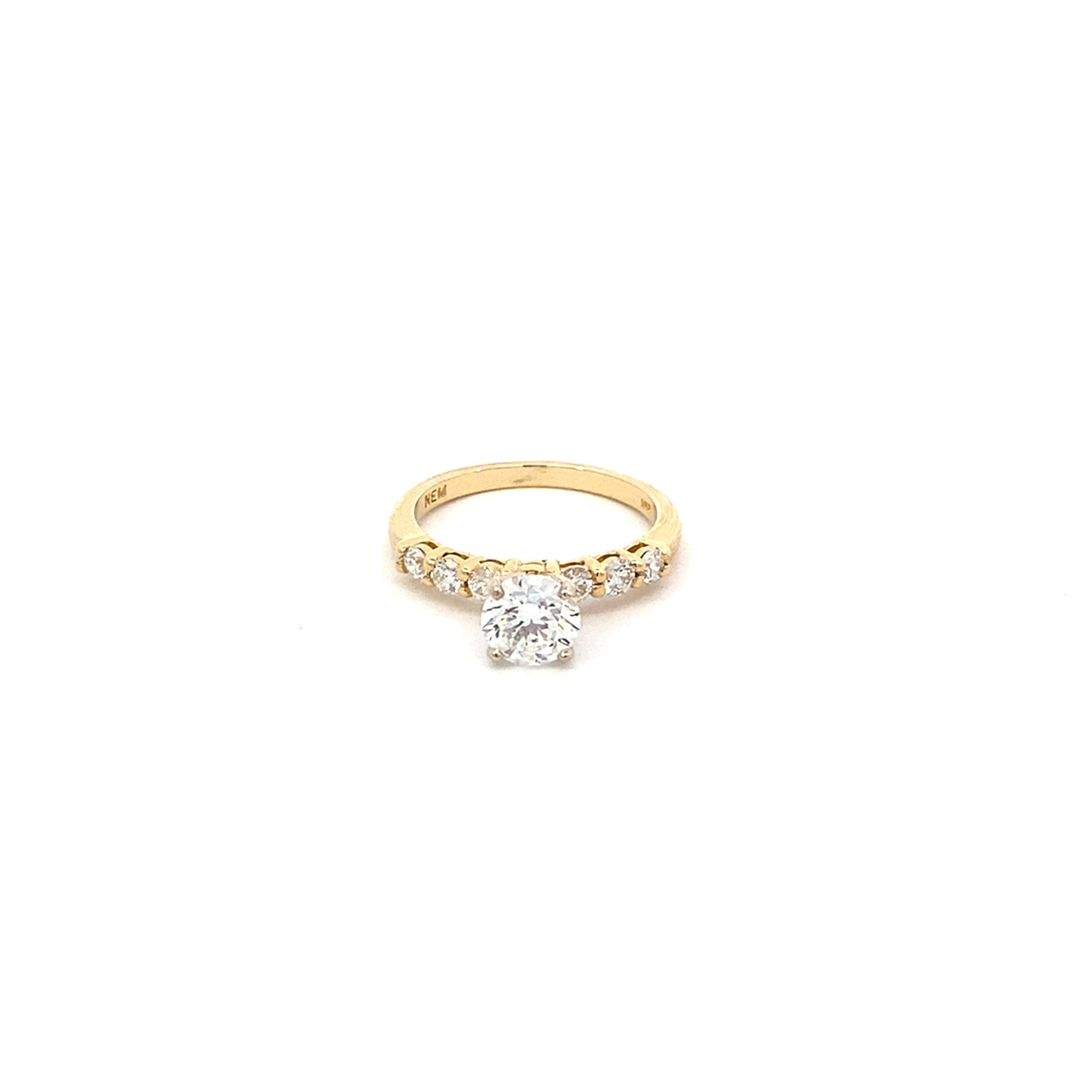 Diamond engagement ring 6 side diamond with a center round 1.02ct 14kt yellow gold - Gaines Jewelers