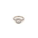 Diamond engagement ring halo & shank with round center 0.42ct 14kt white gold - Gaines Jewelers
