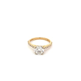 Diamond engagement ring in a diamond cathedral with lab center 14kt yellow gold - Gaines Jewelers