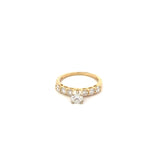 Diamond engagement ring with 6 side diamonds, center round=0.43ct 14kt yellow gold - Gaines Jewelers