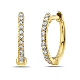 Diamond hoop earrings huggies with tiny diamonds in 14kt yellow gold by Bassali - Gaines Jewelers