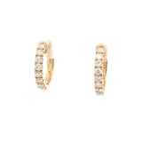 Diamond hoop earrings huggies with tiny diamonds in 14kt yellow gold by Bassali - Gaines Jewelers