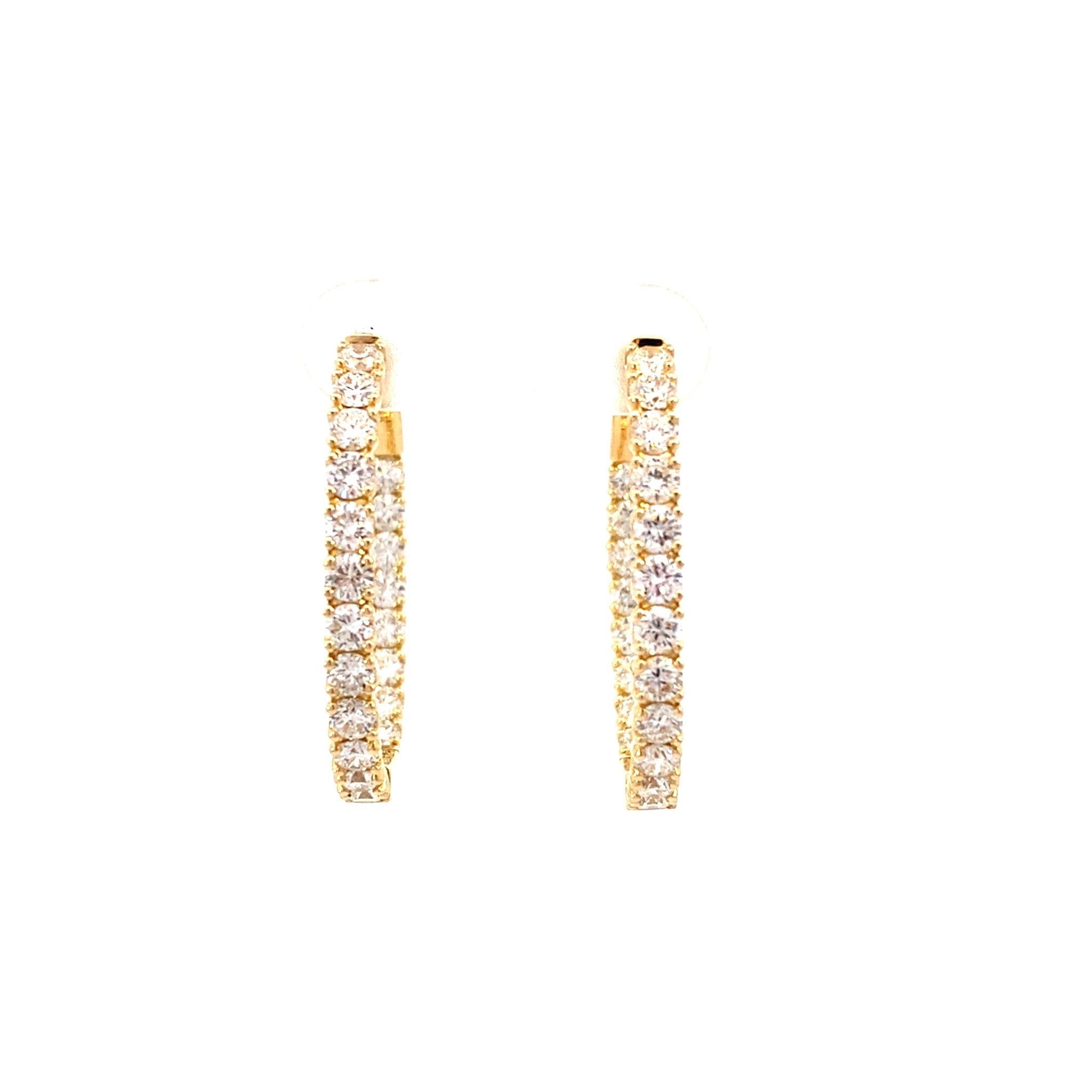 Diamond hoop earrings, inside out, oval with 40 diamonds=3.09ct in 14kt yellow gold by Nemati - Gaines Jewelers