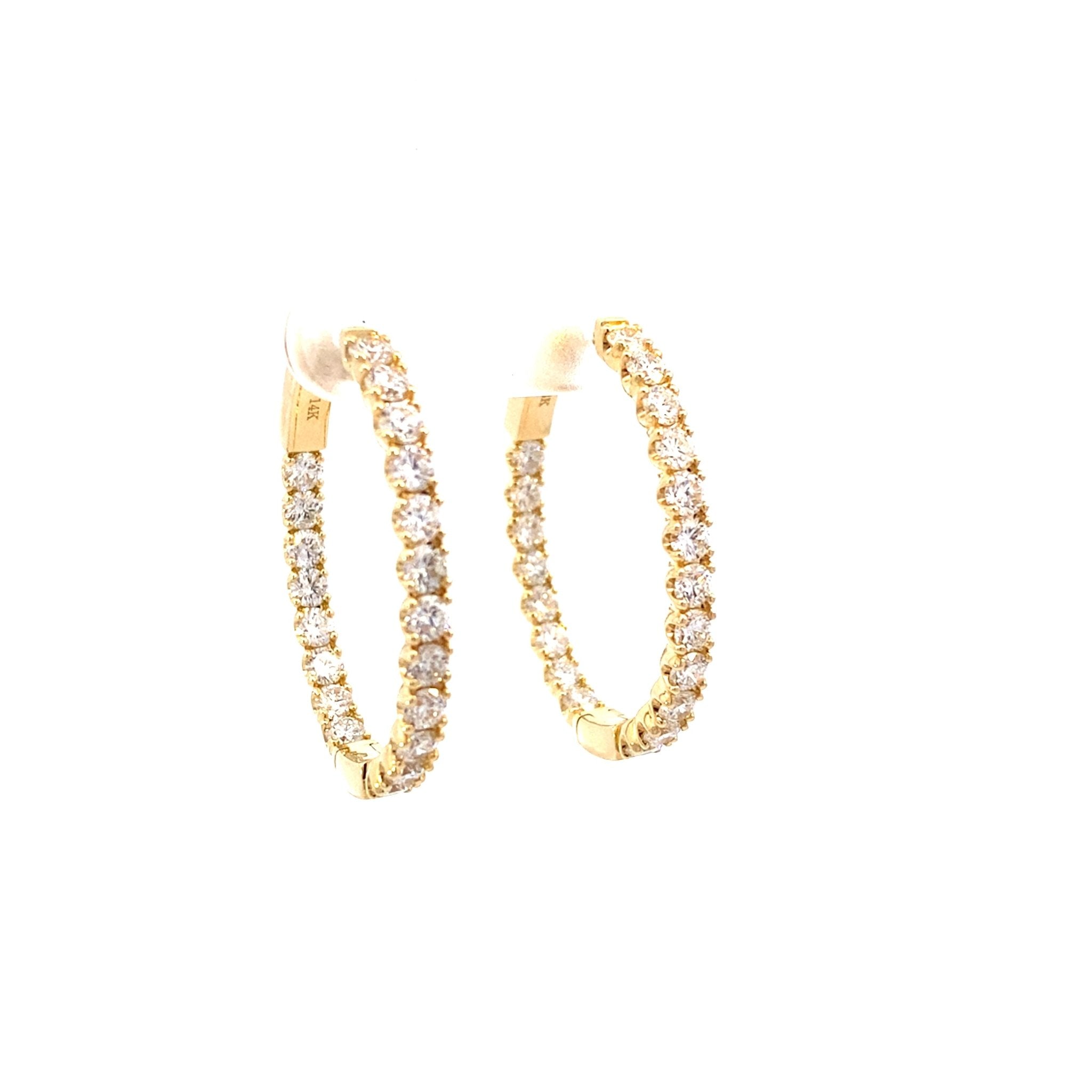 Diamond hoop earrings, inside out, oval with 40 diamonds=3.09ct in 14kt yellow gold by Nemati - Gaines Jewelers