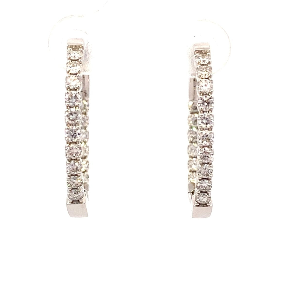 Diamond hoop earrings, inside - out with 32 diamonds=1.06ct in 14kt white gold by Nemati - Gaines Jewelers
