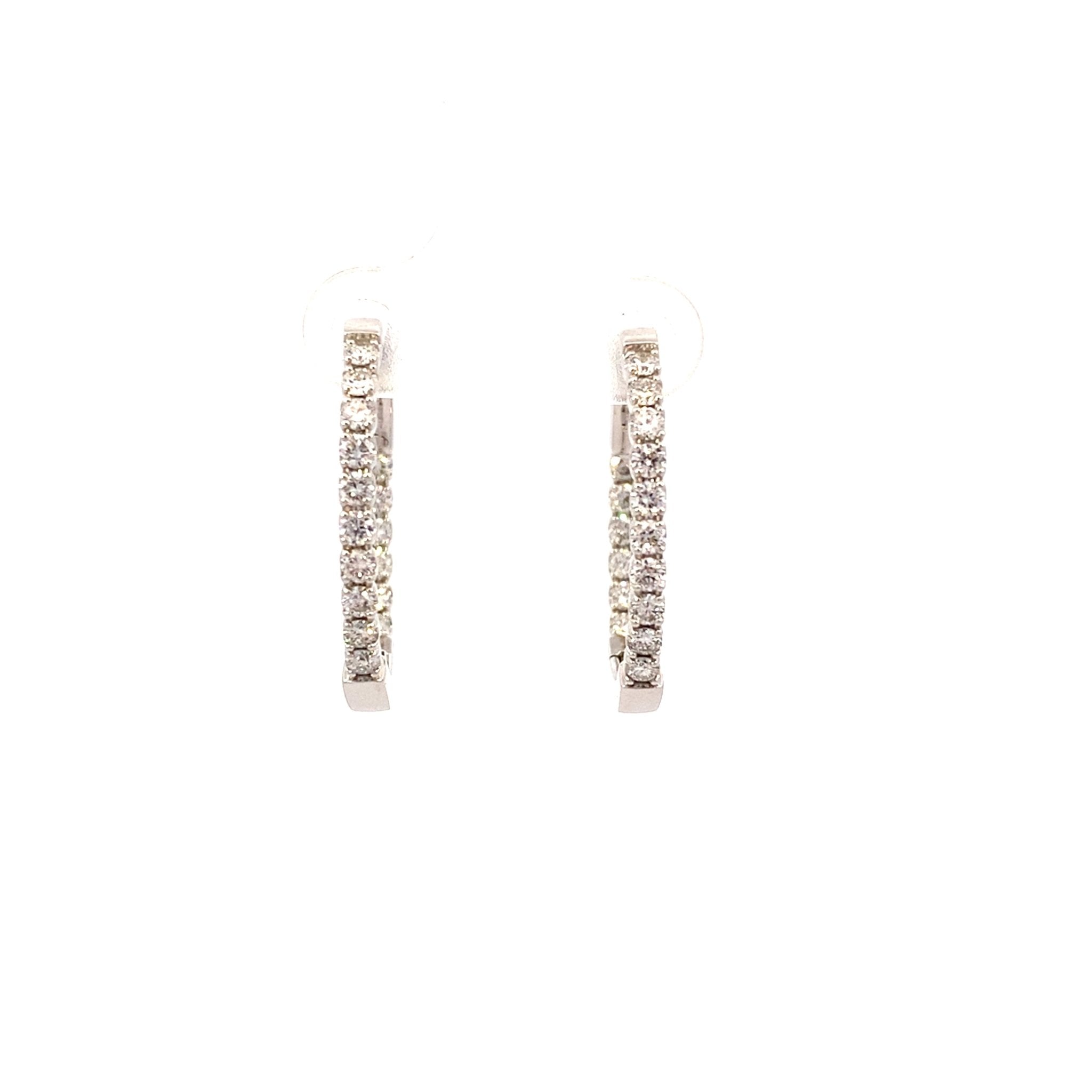 Diamond hoop earrings, inside - out with 32 diamonds=1.06ct in 14kt white gold by Nemati - Gaines Jewelers