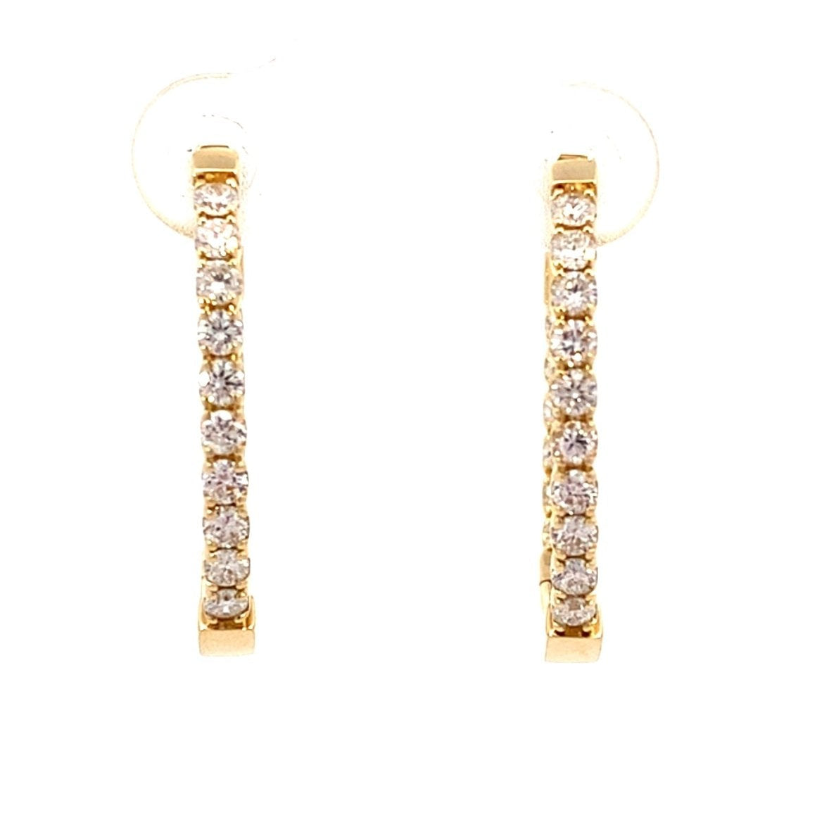Diamond hoop earrings, inside - out with 32 diamonds=1.06ct in 14kt yellow gold by Nemati - Gaines Jewelers